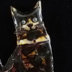 Sneaky Kitty Crazy Calico Cat pin. Enamel. Made by MA